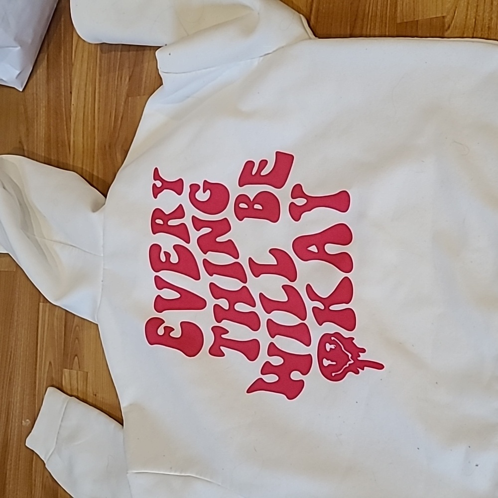 Everything will be okay white oversized hoodie